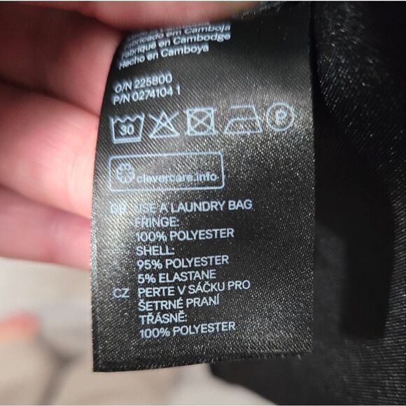 H&M black bodycon mini dress with fringe long sleeves sz 10 - Picture 6 of 9